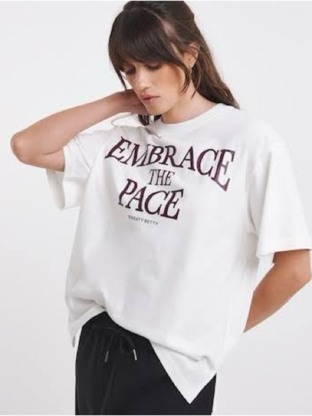 Sweaty Betty White 'Embrace The Pace' Graphic Tee